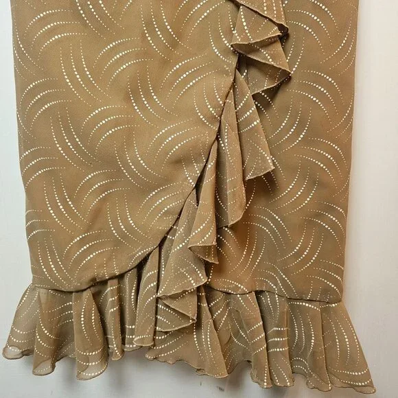 Vintage 1960's Kay Kipps New York Sheer Flowy Tan Polka Dot Evening Maxi Dress - Picture 5 of 10